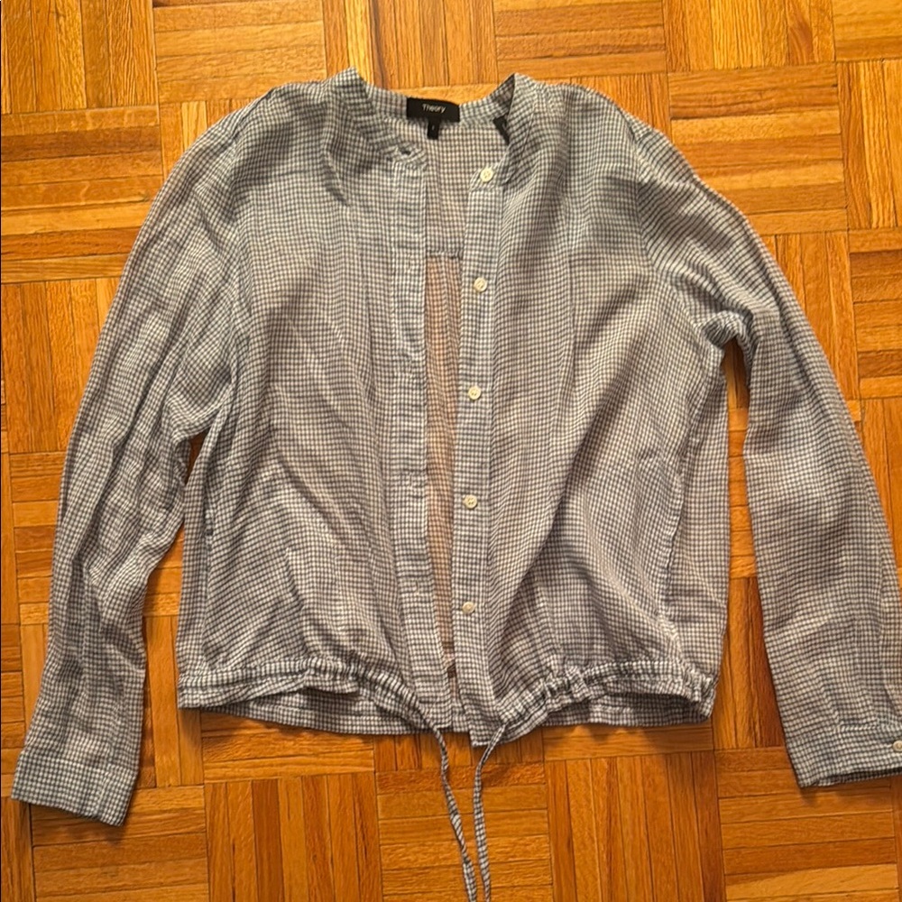Theory Blue and White Checkered Shirt